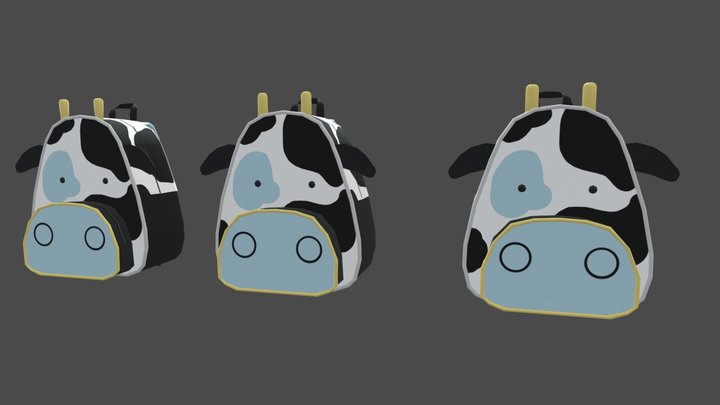 Cute Low Poly Cow Backpack 3D Model