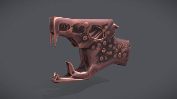 Stylized Metal Snake Head 3D Model