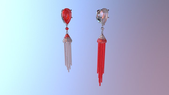 Fire and Ice ear clips 3D Model