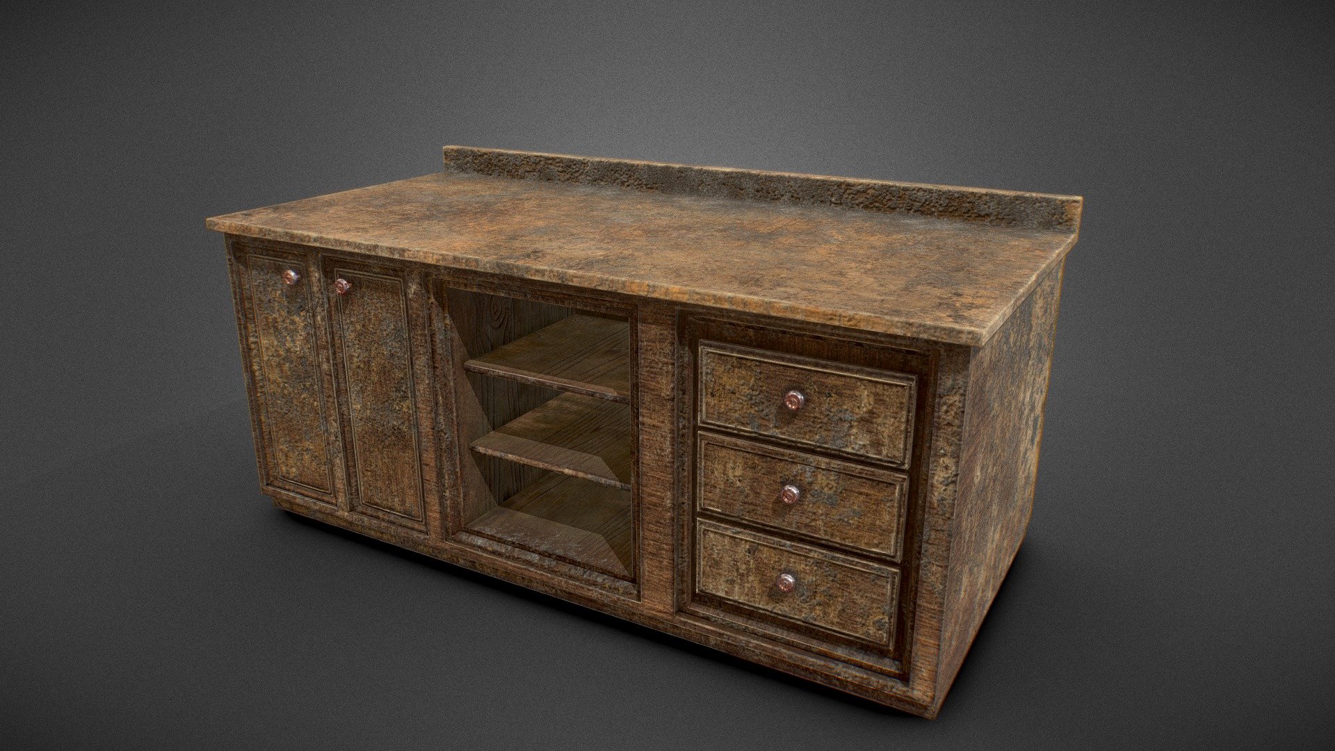 Old Kitchen Cabinets - Download Free 3D model by GameDev Nick