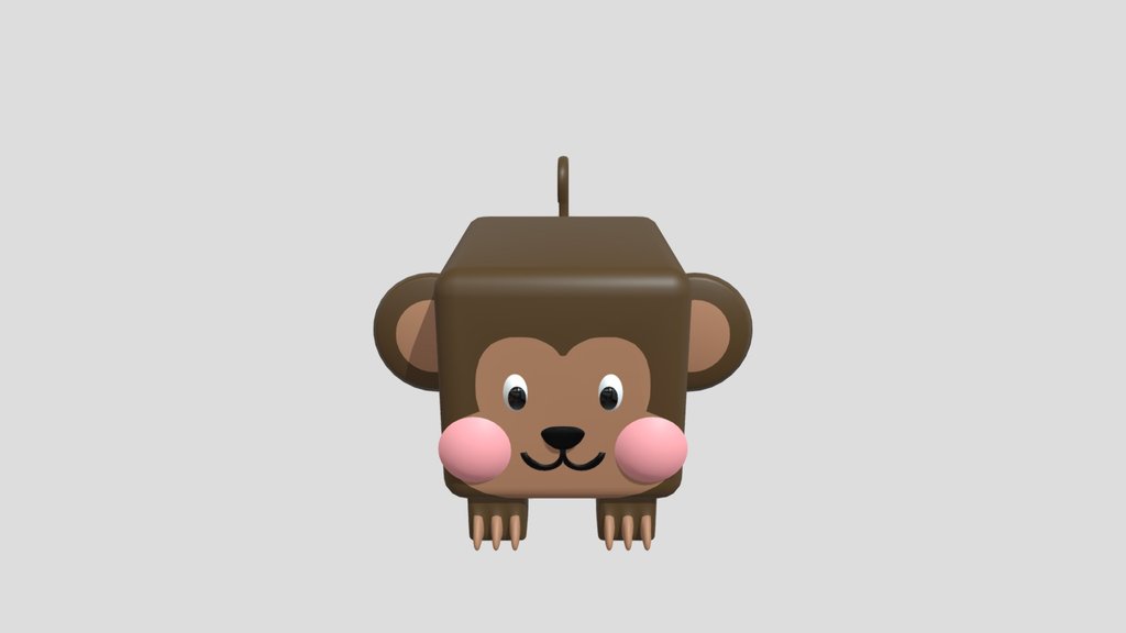 Monkey Brown Cube Animal