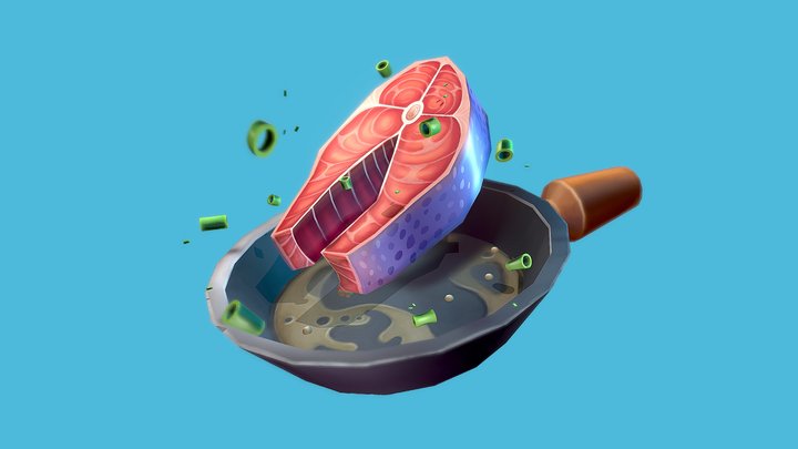 Stylish Salmon Steak 3D Model