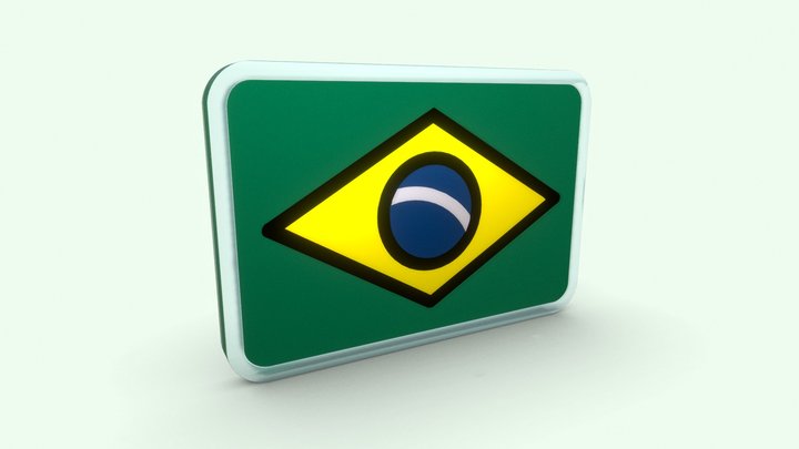 3D Crystalized Brazil Flag 3D Model