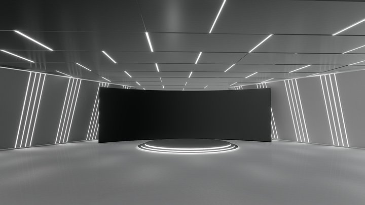 Sci-fi stage hall baked ready for virtual events 3D Model