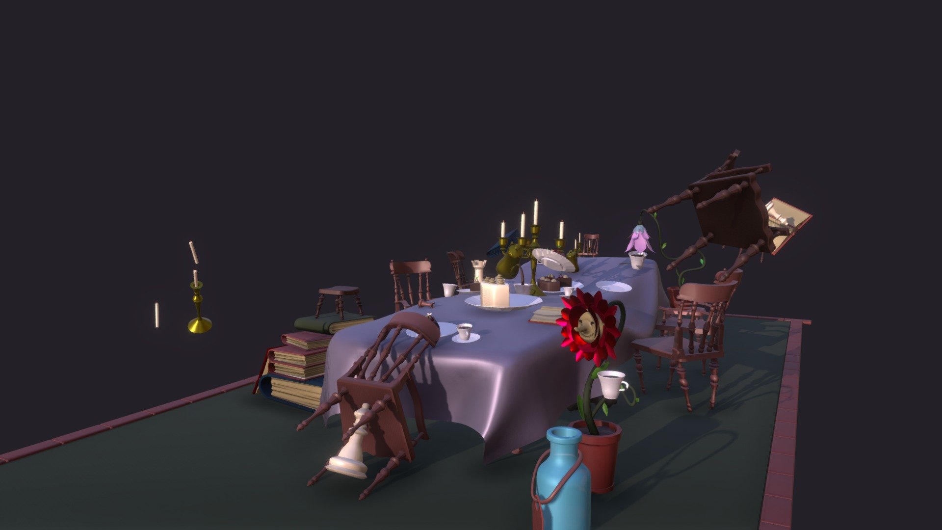 Alice in Wonderland tea table - 3D model by ssemp.e [48c297f] - Sketchfab