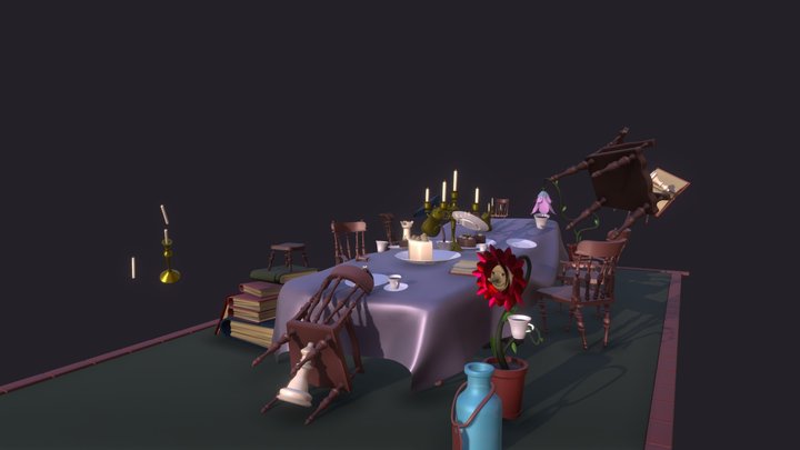 Alice in Wonderland tea table 3D Model