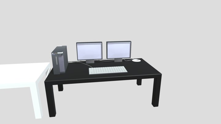 computer desk setup 3D Model