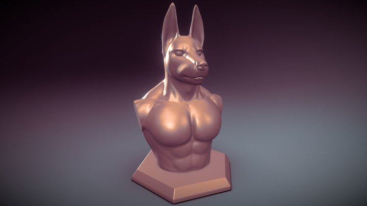 Anubian Jackal Torso Bust 3D Model