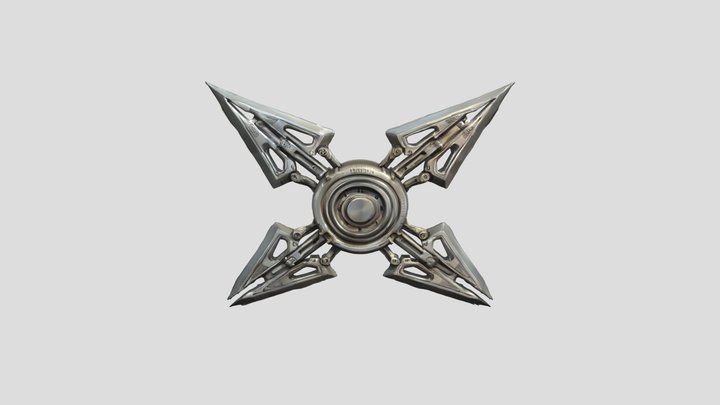mechanical four-pointed throwing star / shurike 3D Model
