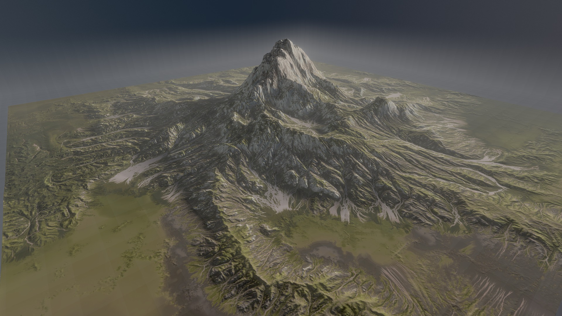 3D model Mountain Terrain - This is a 3D model of the Mountain Terrain. The 3D model is about a mountain with snow.