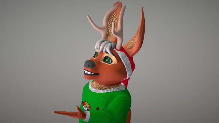 Christmas Jackalope (VRChat Avatar) 3D Model