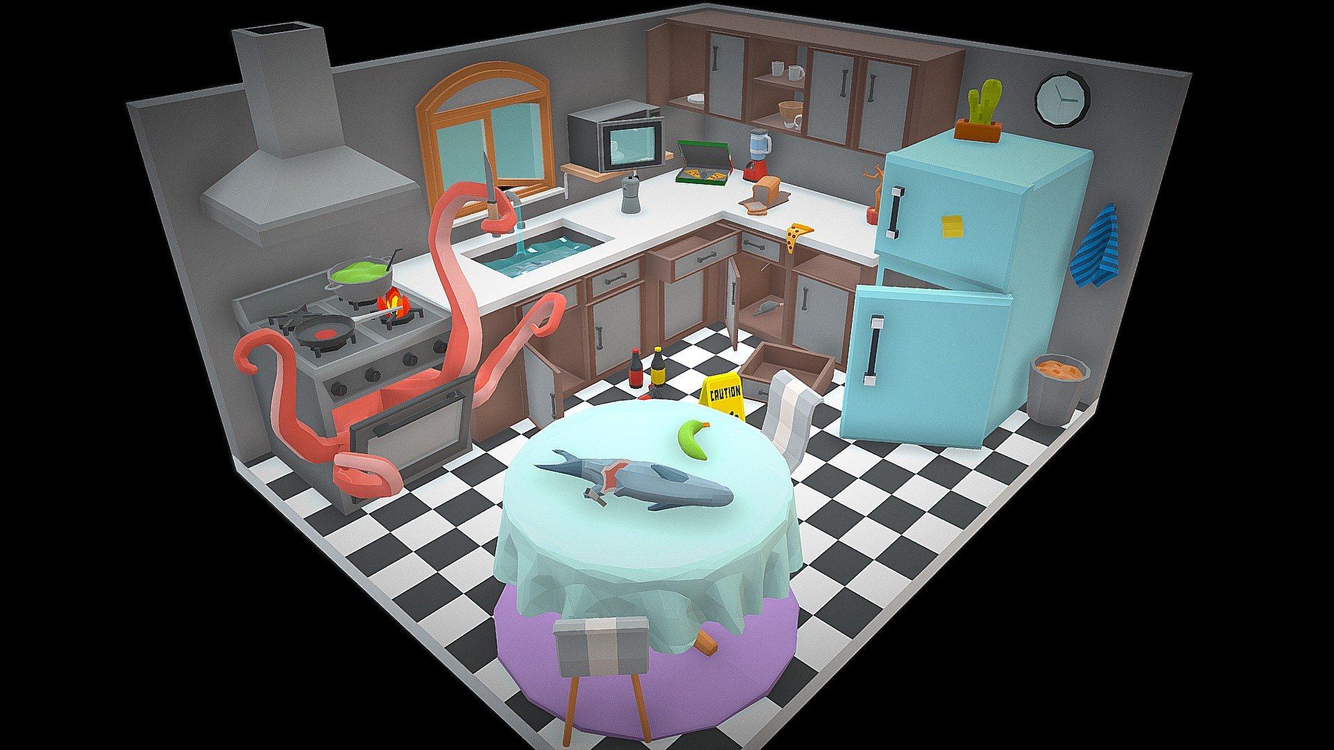 3D model Kitchen Utensil Rack VR / AR / low-poly