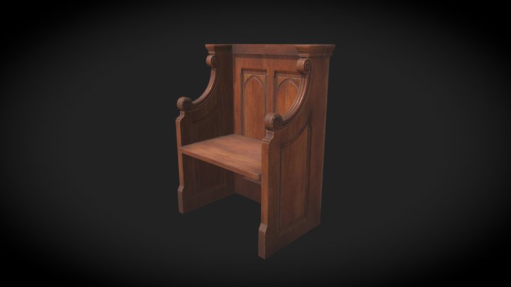 Church Wooden Bench seat 3D Model