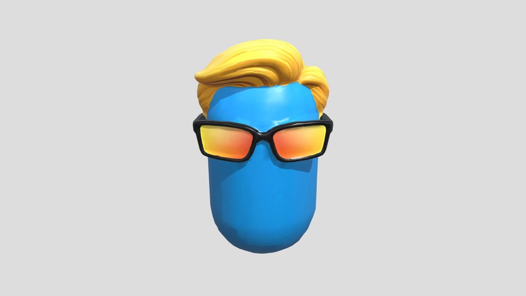 Blue Bean with Sunglasses