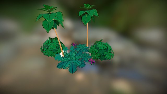 Toon-styled jungle foliage 3D Model
