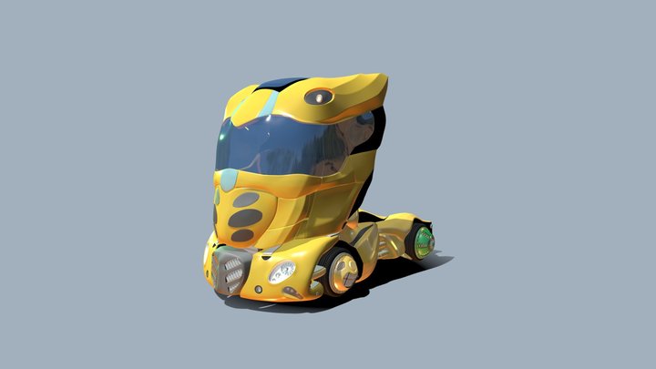 Yellow2x2 Semi Truck 3D Model