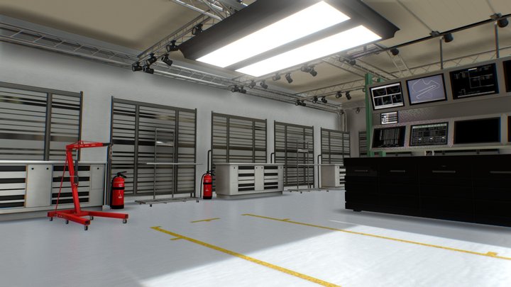 F1 Pit Garage 3D Model