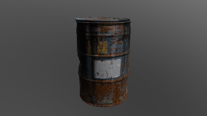 Old and rusty oil barrel 3D Model