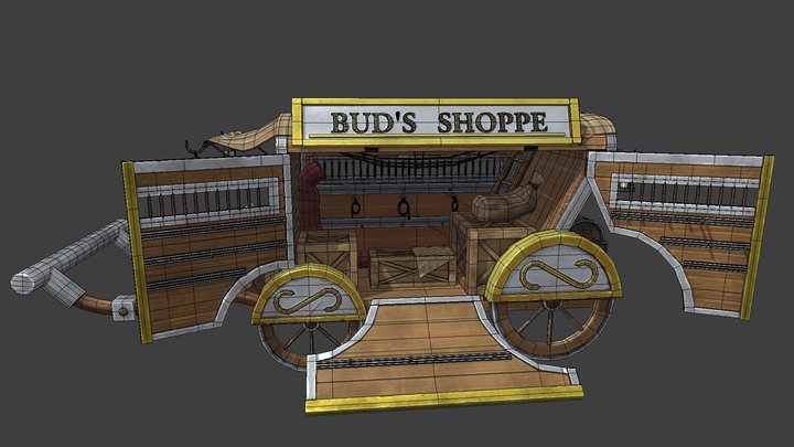 Wagon Open Low Poly- Very Hi Resolution 3D Model