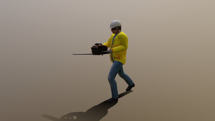 Worker chain saw 3D Model