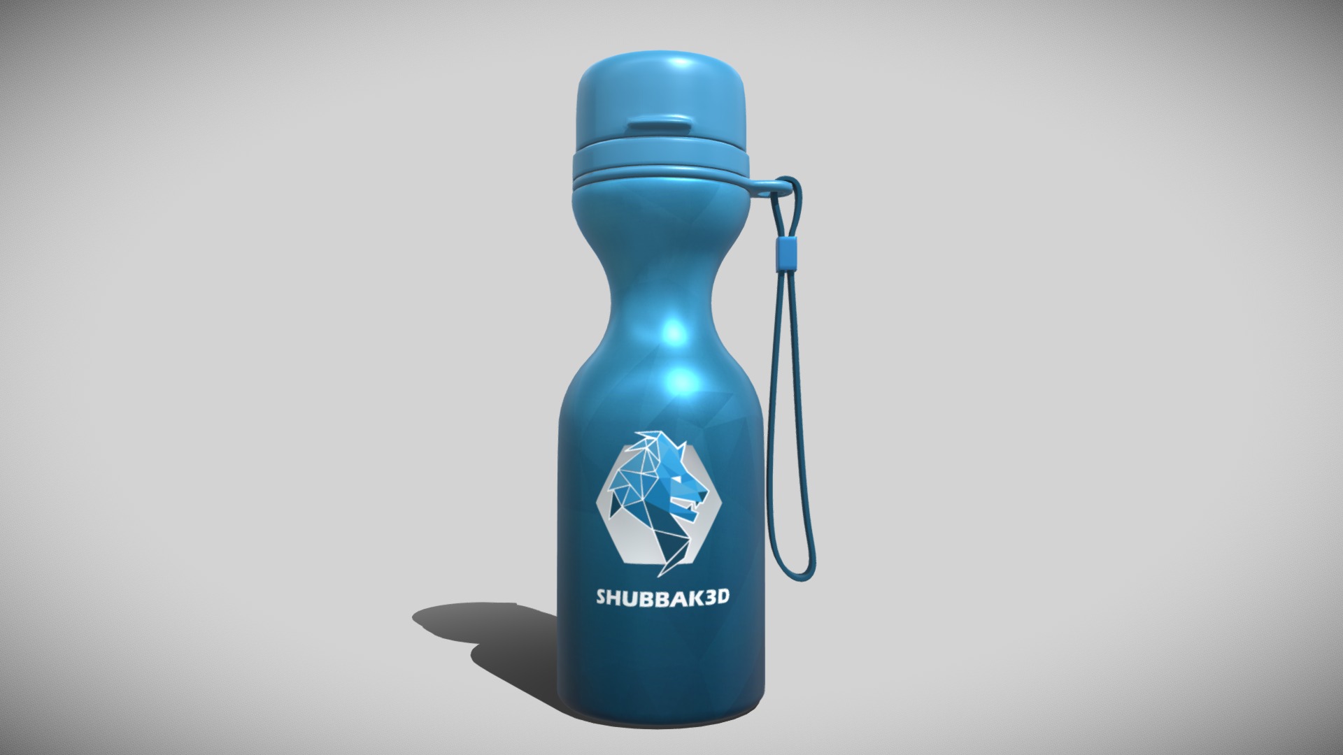 3D model Water Bottle - This is a 3D model of the Water Bottle. The 3D model is about a blue bottle with a cartoon character on it.