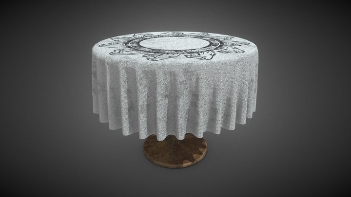 Medieval Round Table with Cloth 3D Model