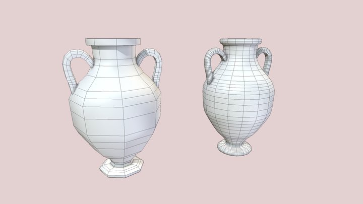 Ânforas gregas -Low and High Poly Greek Amphoras 3D Model