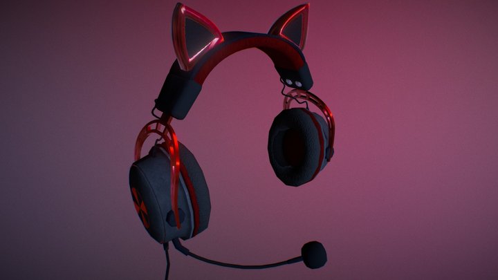 Red and Black Headsets 3D Model