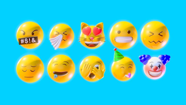 10 Emoticon Yellow Ball Pack Part 6 3D Model