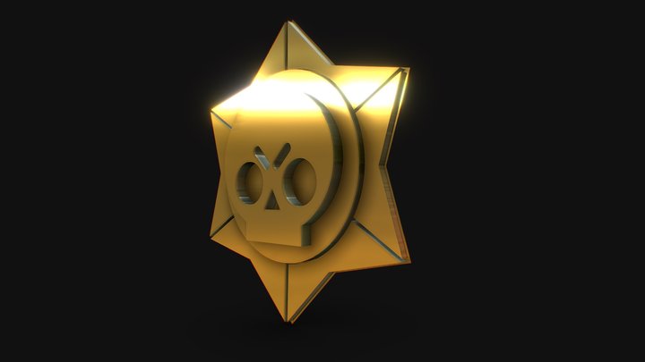 Brawl Stars Chrome Logo Pin 3D Model