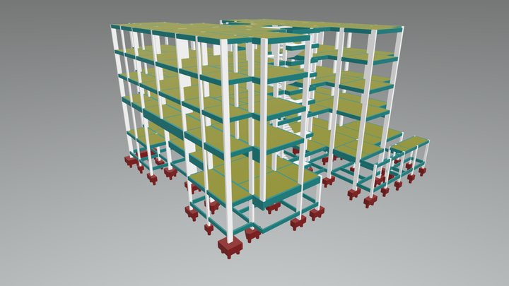 Edificação com 6 níveis de lajes 3D Model
