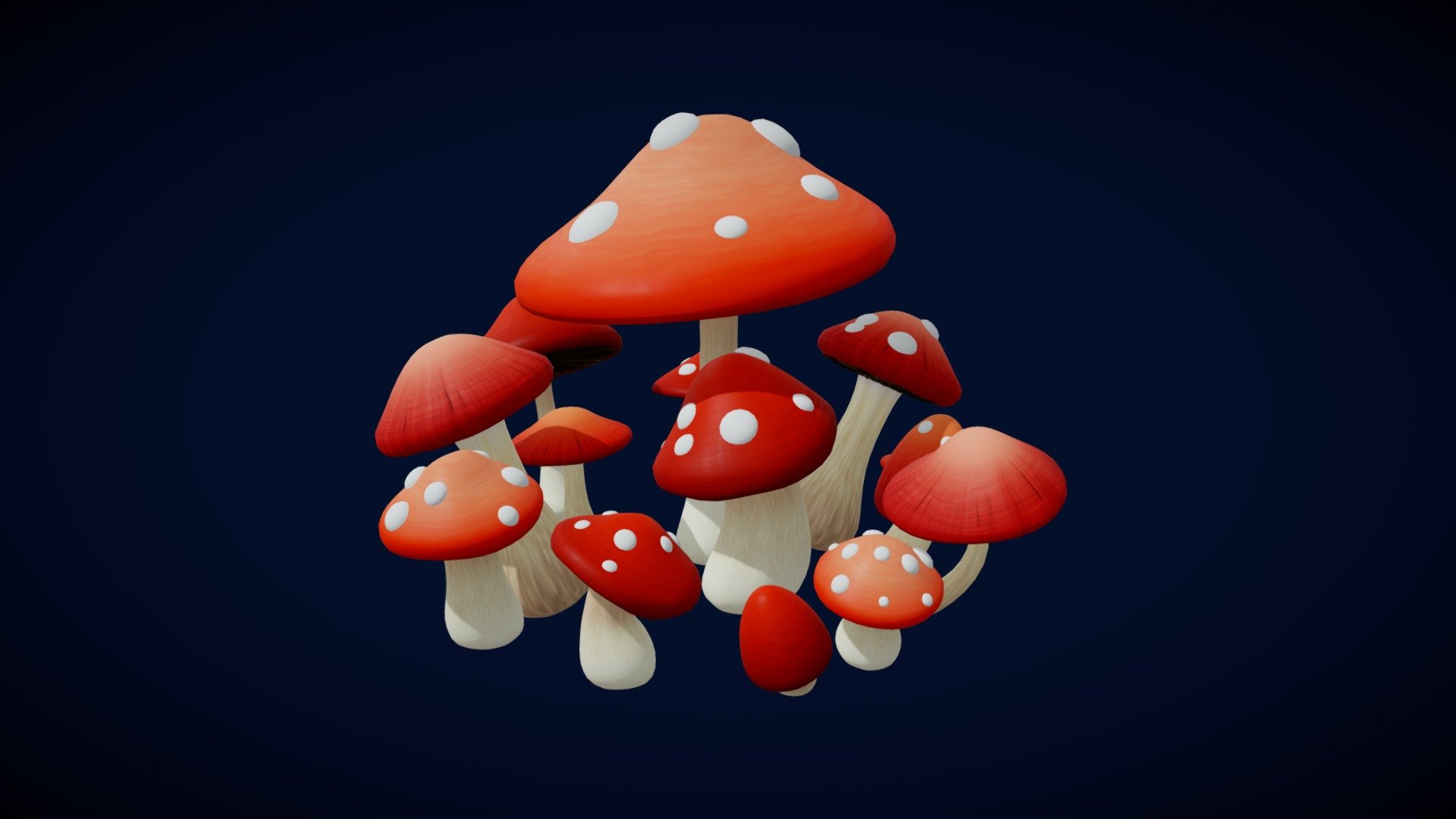 Cute Red Stylized Mushroom Set - 3D model by lyrebirdstudio [48f583e ...