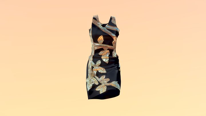 Dress with gold leaves 3D Model