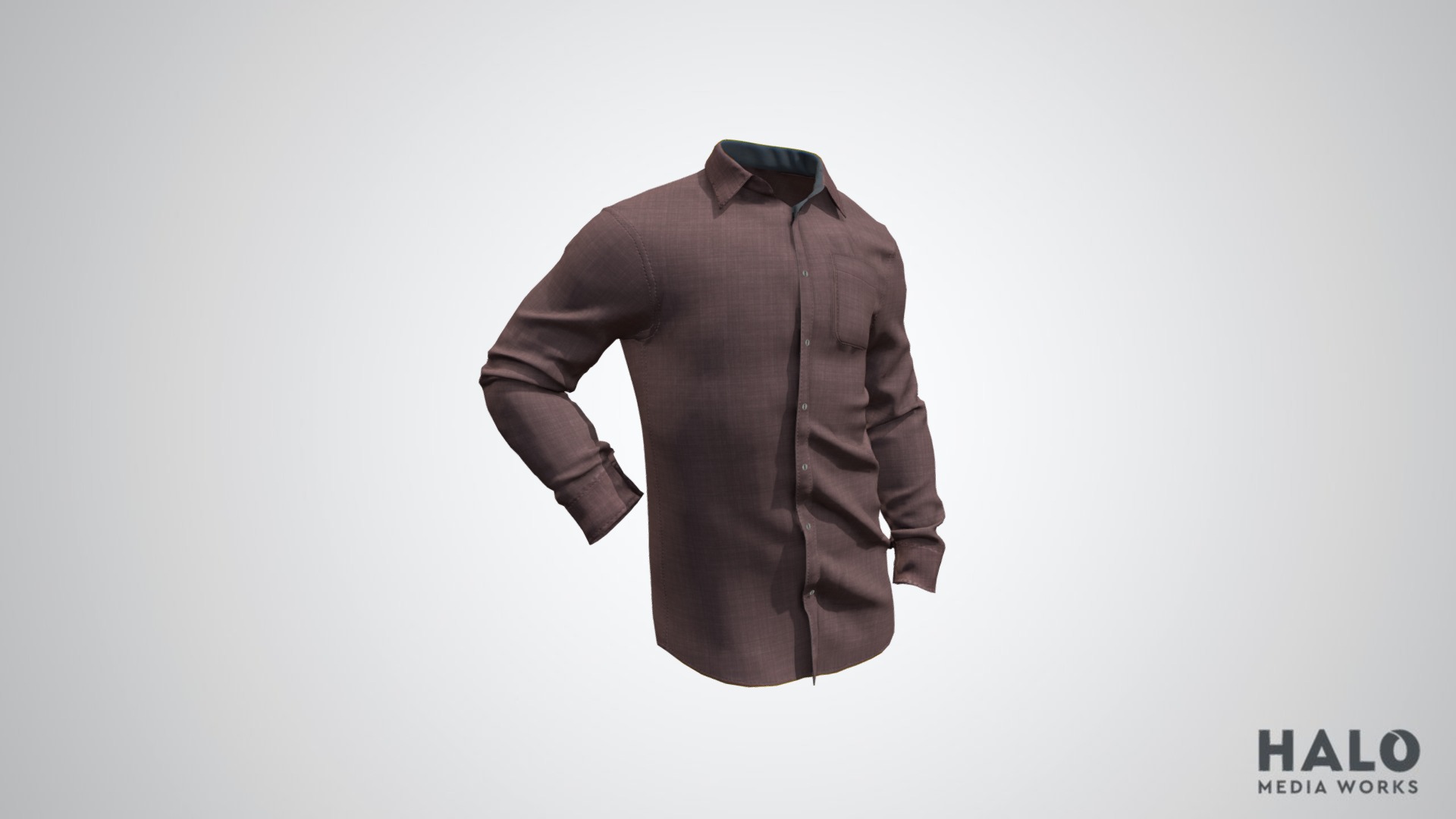 3D model Button Down Shirt - This is a 3D model of the Button Down Shirt. The 3D model is about a brown jacket with a black strap.