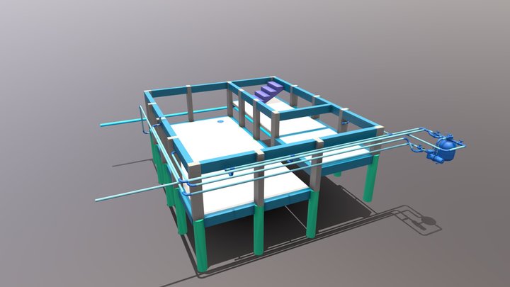 PISCINA COM BAR SECO 3D Model