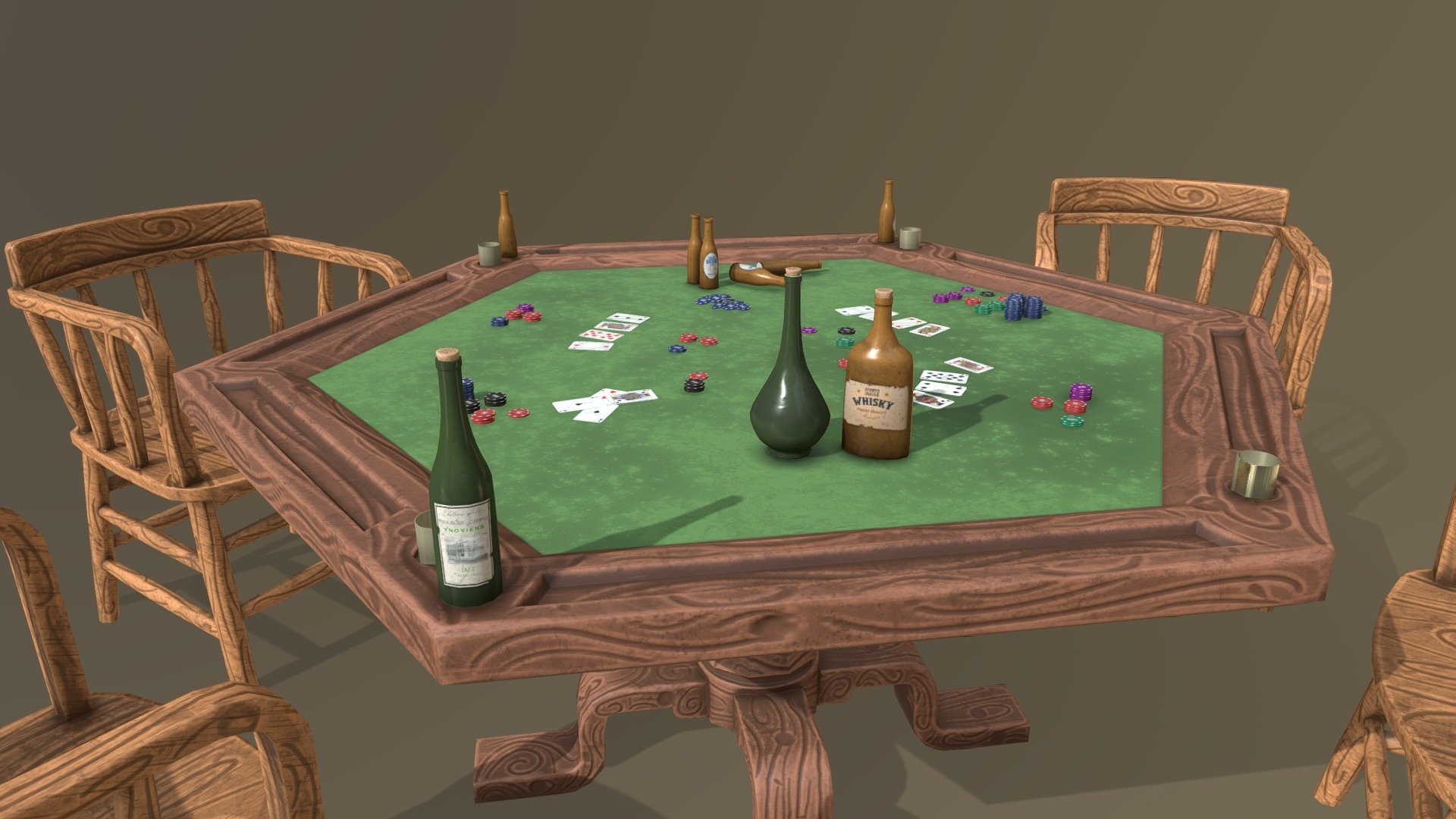 Stylized Poker Table Game Asset Download Free 3D model by