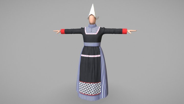 Female Dutch Traditional Costume 3D Model