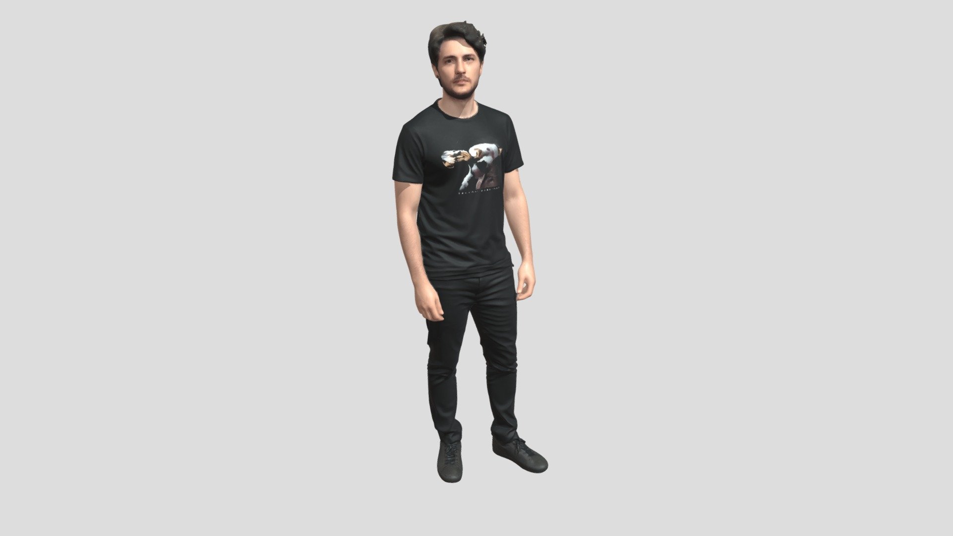 Man Wearing Black T-Shirt With Bird Graphic - Download Free 3D model by ...
