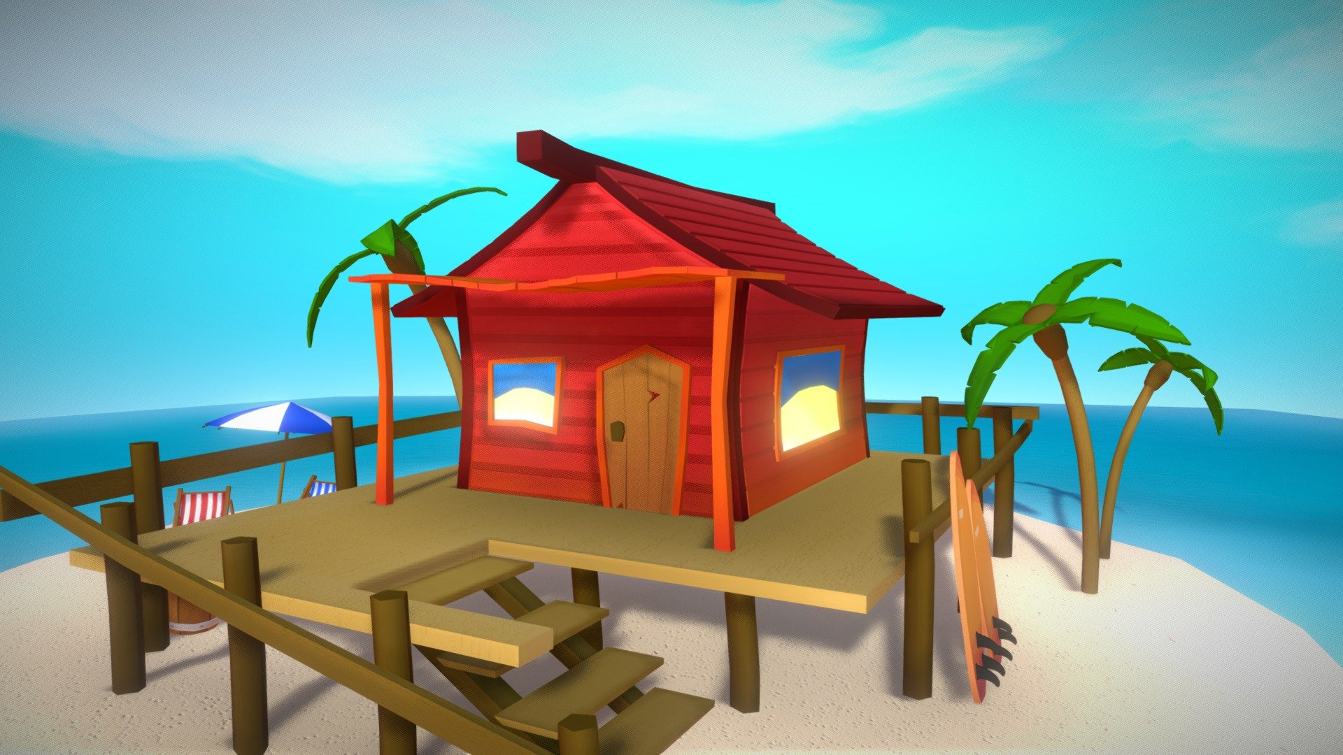 Beach House - 3D model by Leonardo Alves (@leo_alves1011) [4901f2d ...