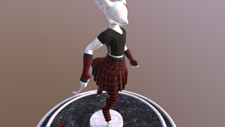 Set of Skirt, Top, Warmers in E-Girl style 3D Model