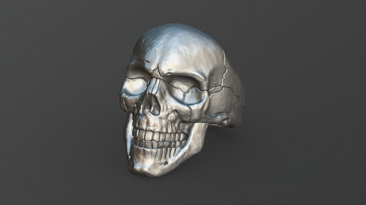 Classic biker skull ring 3D Model
