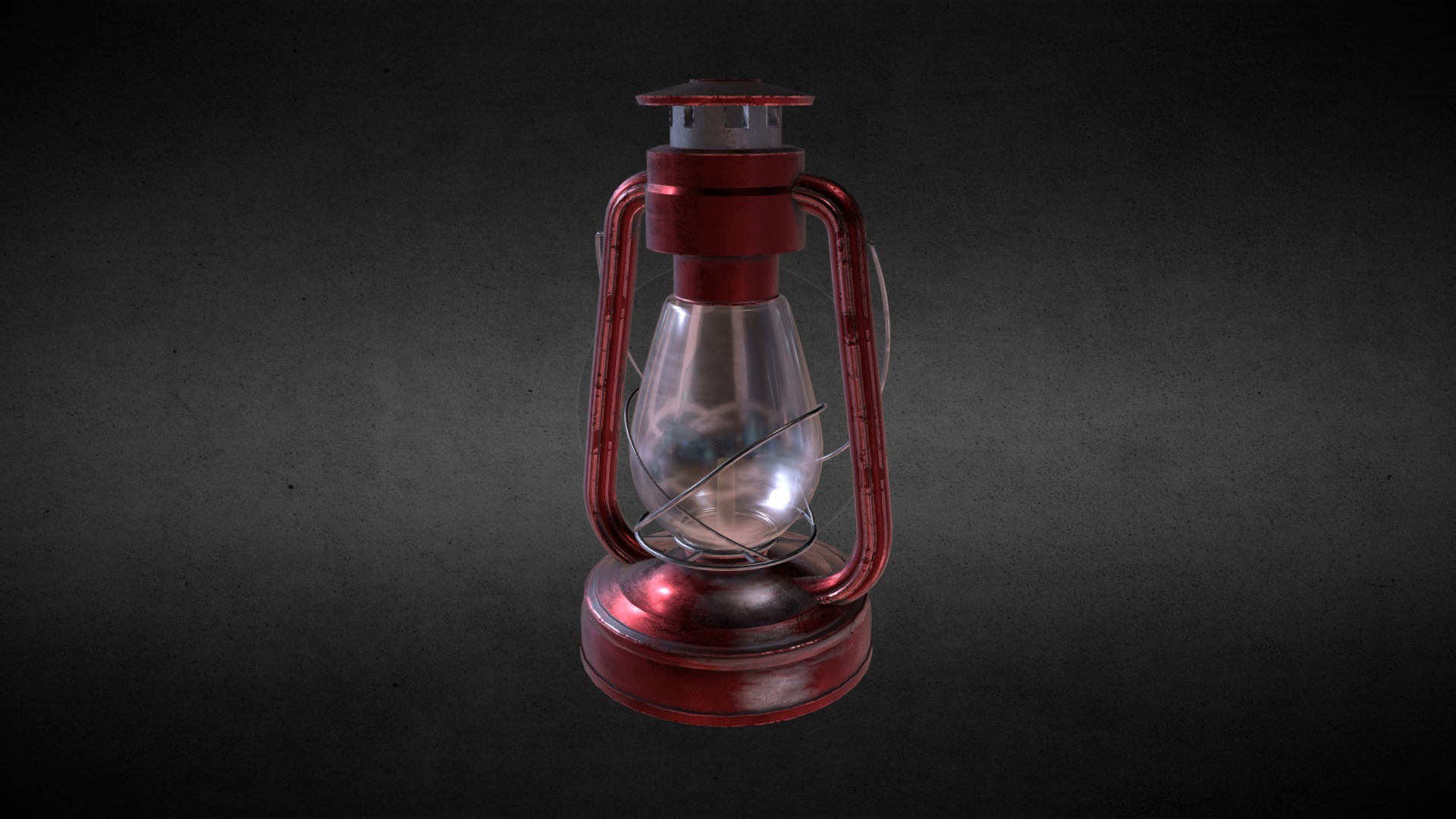 3D model Old Portable Lamp! - This is a 3D model of the Old Portable Lamp!. The 3D model is about a glass bottle with a red cap.
