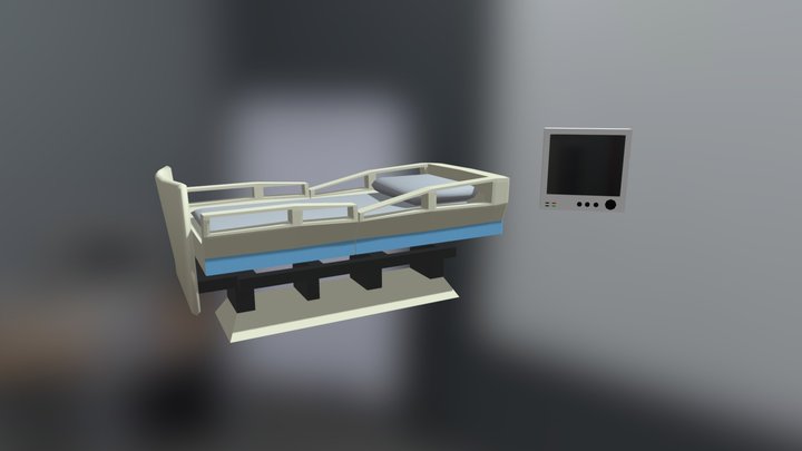 Low Poly Nursery Bed and Monitor 3D Model
