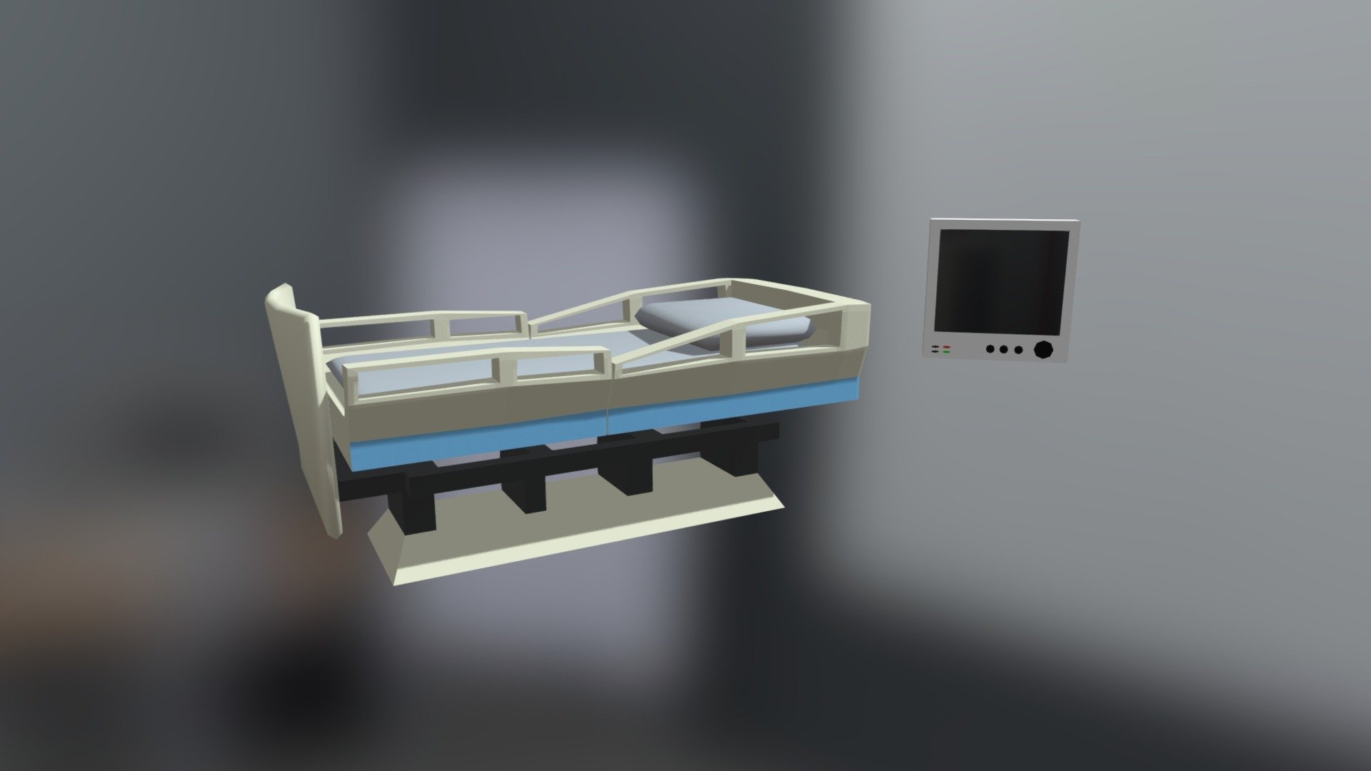 Low Poly Nursery Bed and Monitor