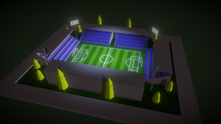 Low Poly Football Stadium 3D Model