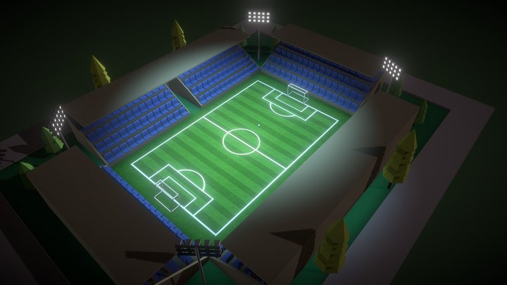 Low Poly Football Stadium 3D Model