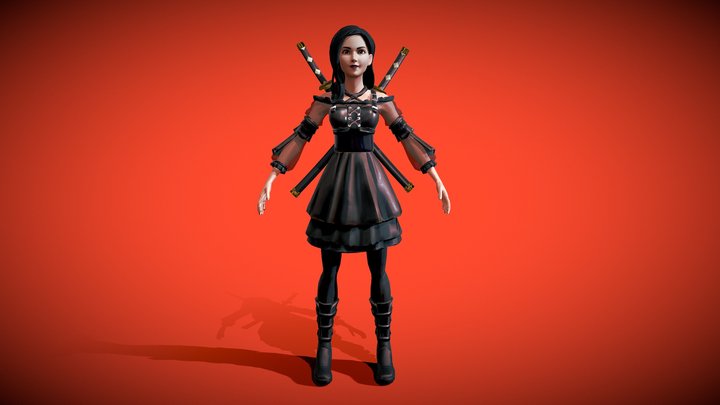 Female full-body Ninja avatar 3D Model