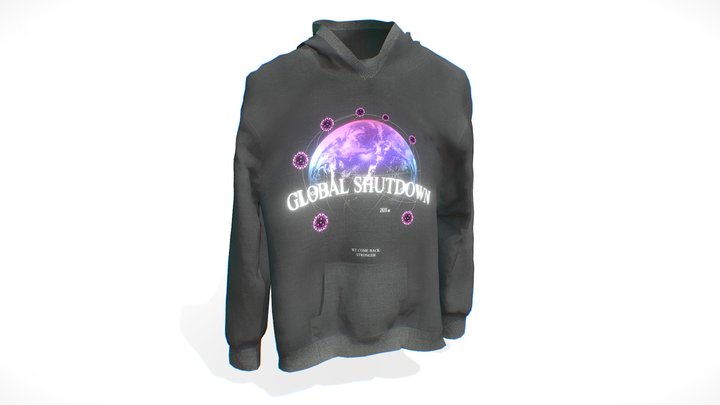 Black Hoodie with stamp - Future Clothing 3D Model