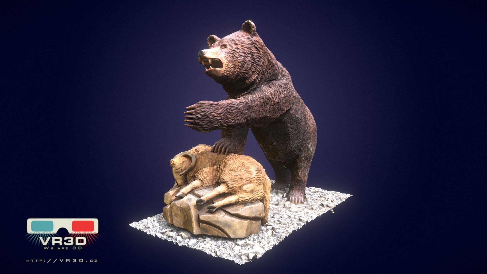 Bear and sheep wooden statue (3 minute scan)