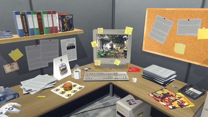 Low Poly 90s Office Cubicle 3D Model